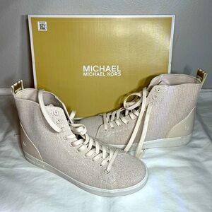 MICHAEL by Michael Kors cream/gold hi-tops EUC size 8